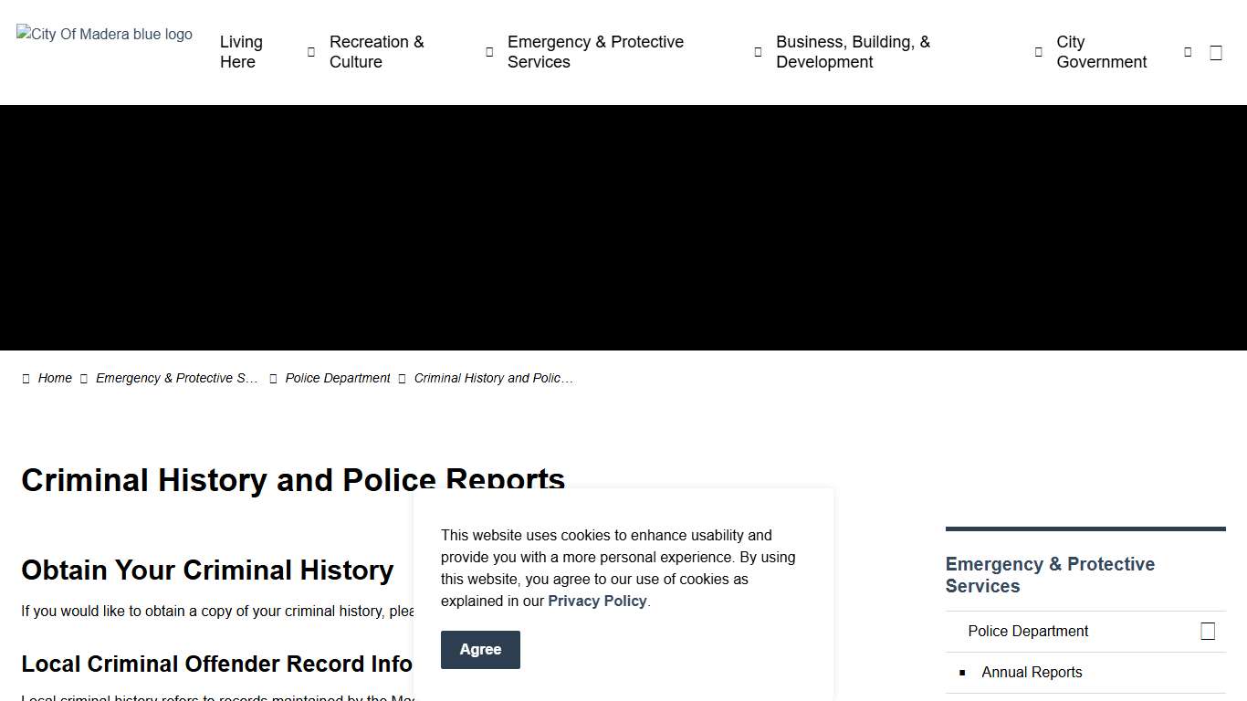 Criminal History and Police Reports City of Madera